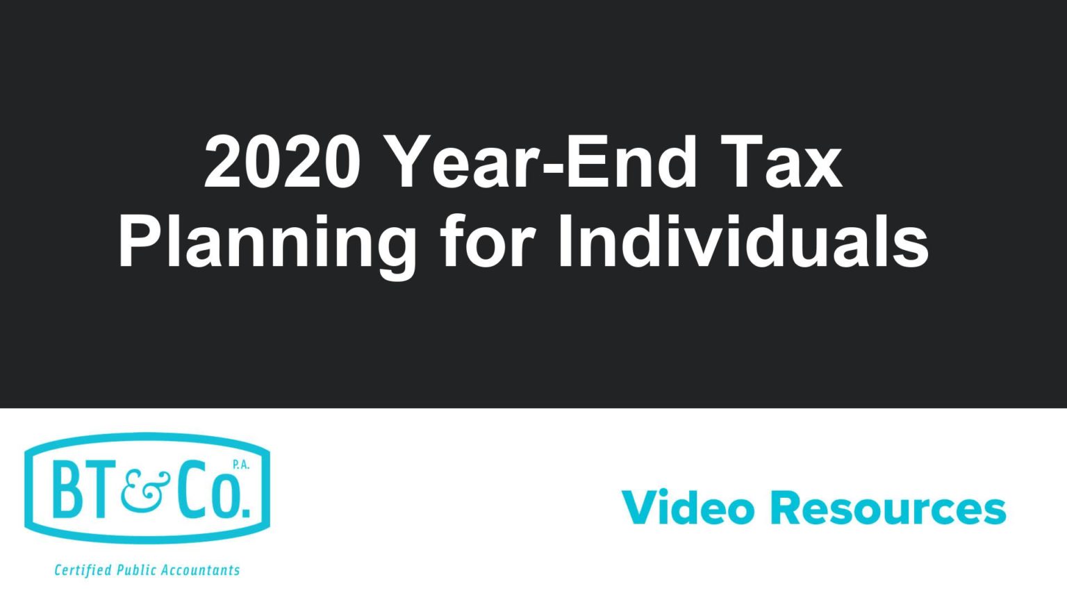 2020 Year-End Tax Planning for Individuals